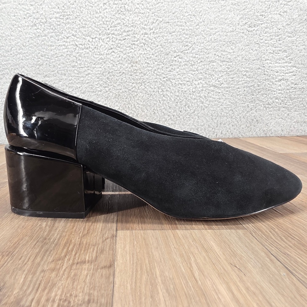 Van Eli Black Suede & Patent Leather Block Heel Pumps Women's Size 11M‎ Shoes